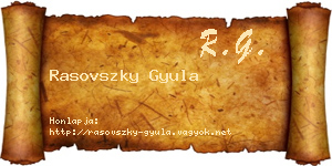 Rasovszky Gyula névjegykártya